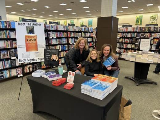 Jill Sylvester with readers at the Barnes and Noble author event in Hingham