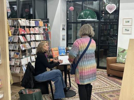 Jill Sylvester signing books at Book Love in Plymouth